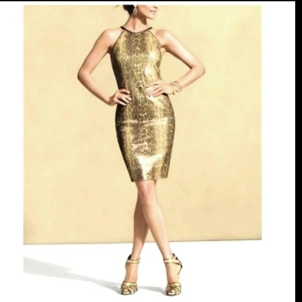 Cache Sz 14 Tiny Sequin Snake Print Mini Dress - image 2